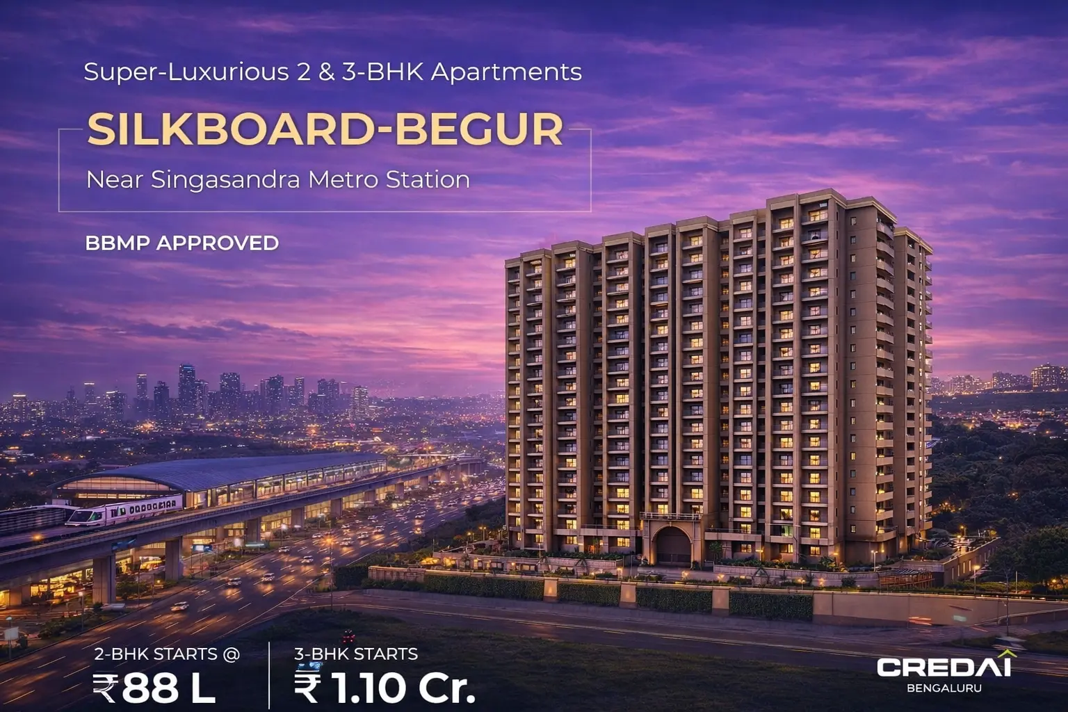 NS Group Silk-Board, Begur - Residential property in Silk-Board, Begur with 2 BHK and 3 BHK options